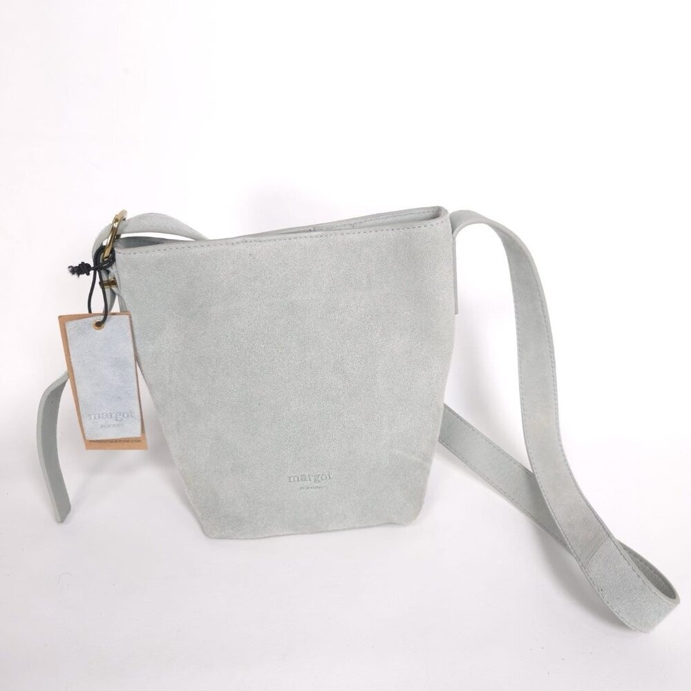 NEW Margot NEW YORK Kaye Mini Bucket LEATHER Suede Blue Crossbody‎ Bag MG3318-KU - Picture 9 of 14